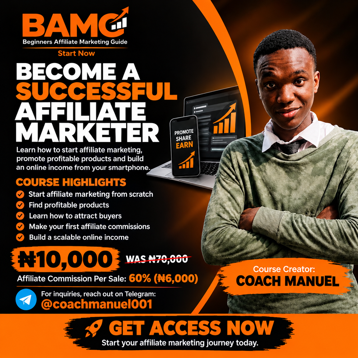 Beginners Affiliate Marketing Guide (BAMG) sales poster